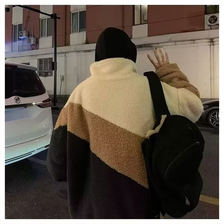 Jachetă pentru bărbați cu umplutură poliester, guler înalt, fermoar, croială lejeră, buzunare laterale