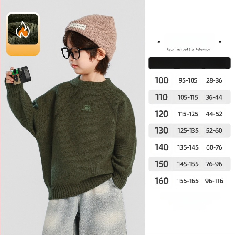 Pulover tricotat pentru copii, grosime mare – guler mediu, mâneci lungi, amestec acrilic