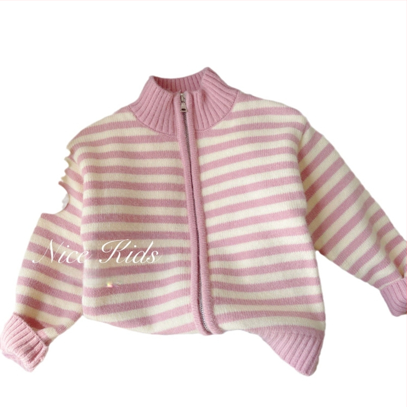 Set tricot pentru copii: pulover și pantaloni, mâneci lungi, guler rotund, model cu dungi și uni, țesătură tricot Vinylon, pentru copii 3–8 ani