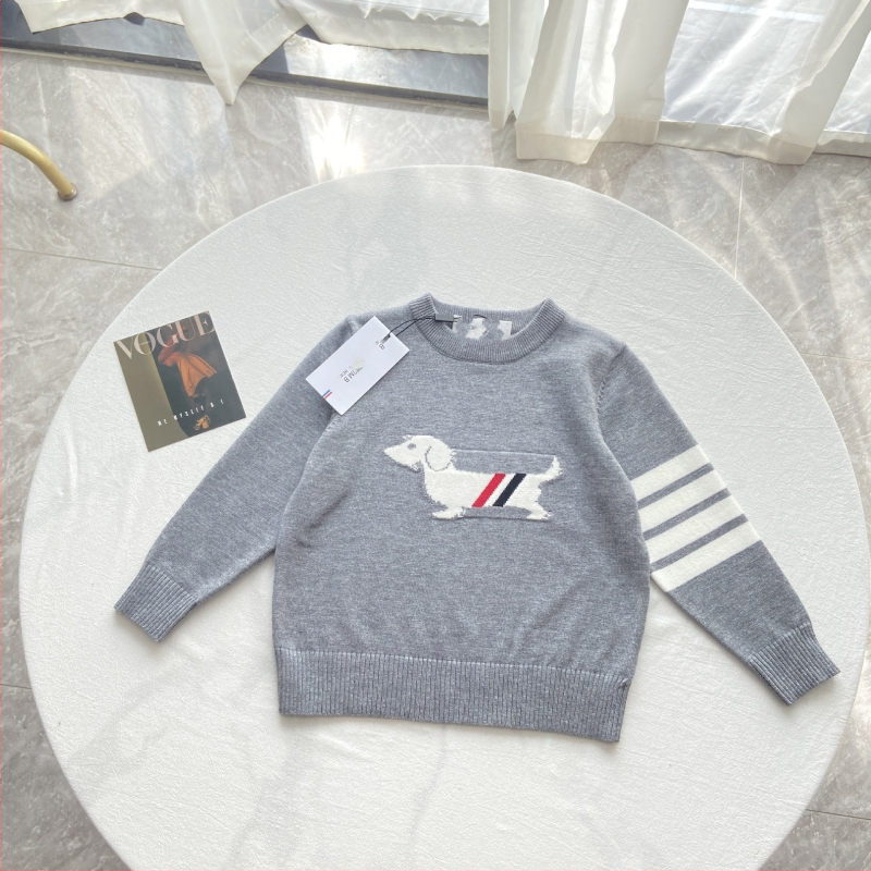 Pulover pentru copii cu model jacquard cu cățeluș, guler rotund, material din bumbac, stil coreean.