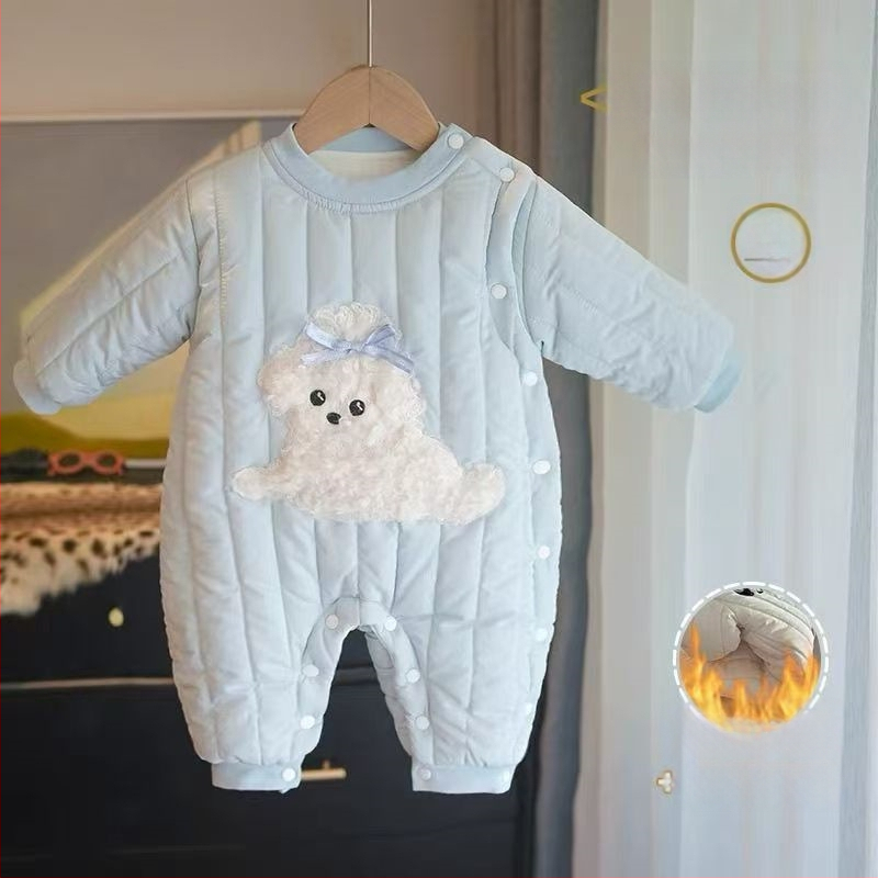Bebični zimski kombinezon, 100% pamuk, duge rukave, unisex, prednje kopčanje na gumbe, za novorođenčad
