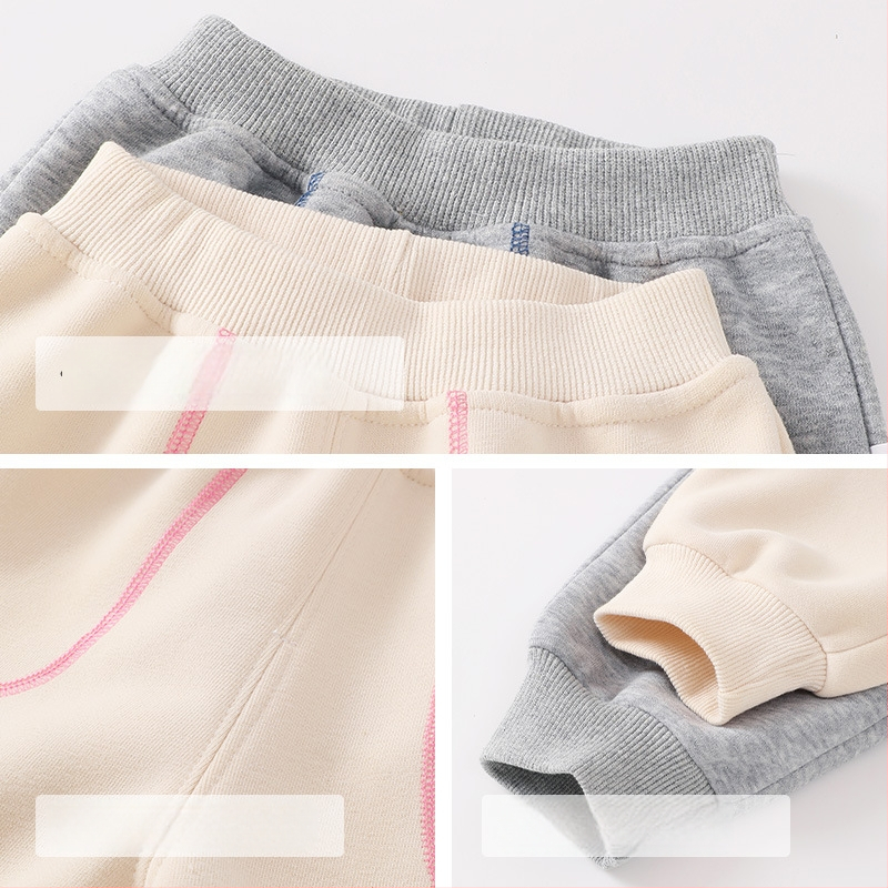 Dječje hlače za slobodno vrijeme od pamuka, 52% pamuka, srednje visine pojas, jednobojni uzorak, za djecu 1–3 godine