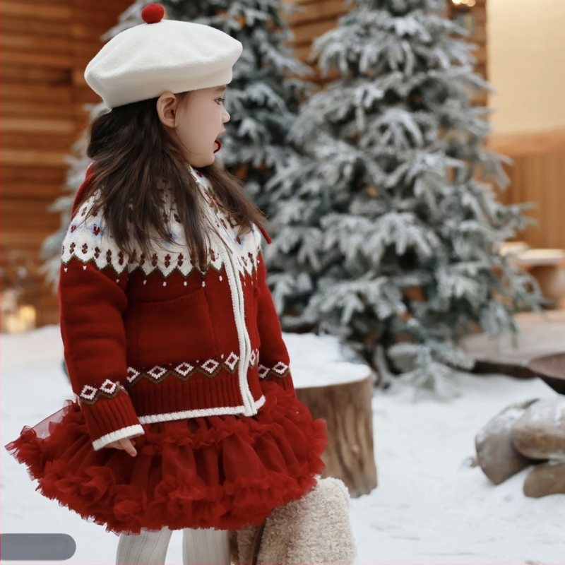 Dječji džemper s kapuljačom, unisex, Fair Isle uzorak, 100% poliester, debeli materijal