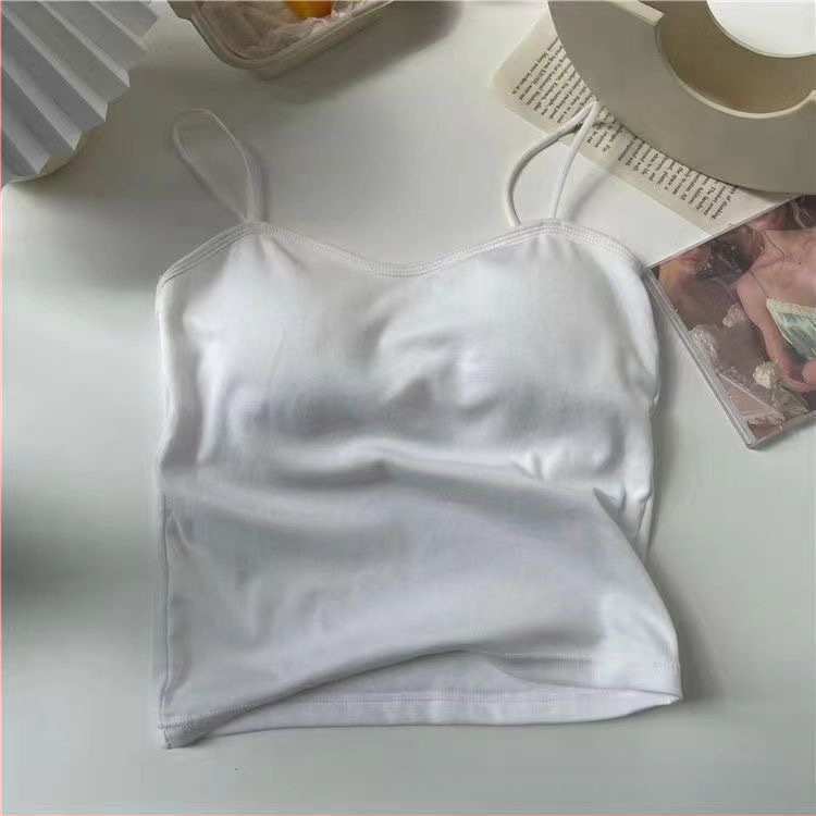 Top camisol cu pernă pentru sân, bretele, stil Harajuku, croială Slim, bumbac