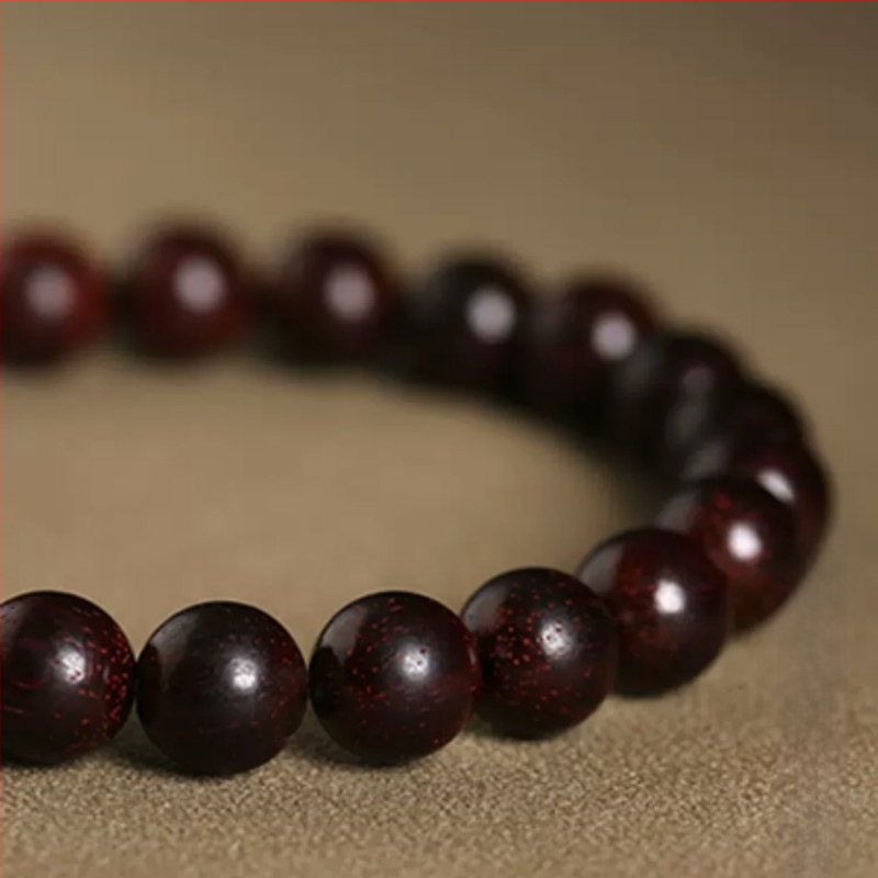 Brățară unisex cu lemn natural de rosewood cu frunze mici, mărgele Hetian jade, lemn de ebono și lemn de santal în stil antic