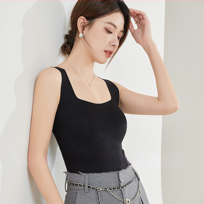 Camisolă din mătase Mulberry pentru femei – croială scurtă, lejeră, cu umplutură pentru bust, bretele ne demontabile