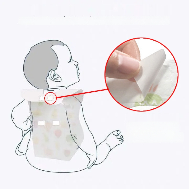 Bibs unice pentru bebeluși cu buzunar, impermeabil, material nețesut, model animale/desene animate, potrivit pentru sugari și copii mici