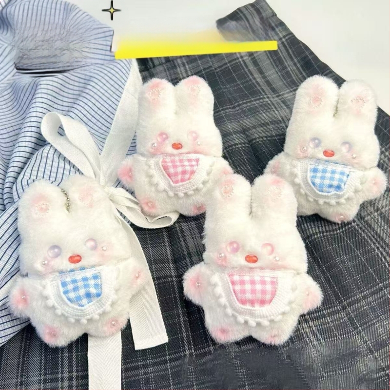 iepure pluș - pandantiv pentru chei cu sunet, stil desen animat, model animale mici (material: pluș; sezon: toamnă 2025)