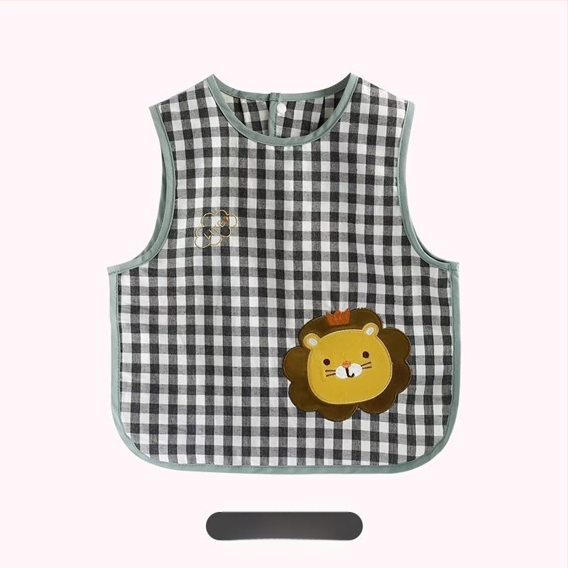 Bibs de masă impermeabili pentru copii, rezistenți la pete, fără mâneci, din bumbac, pentru vârsta 3–8 ani