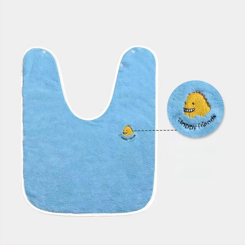 Bavetă pentru copii cu prosop de față, multifuncțională, anti-murdărie, reglabilă, material catifea coral, poliester, pentru copii 3–8 ani