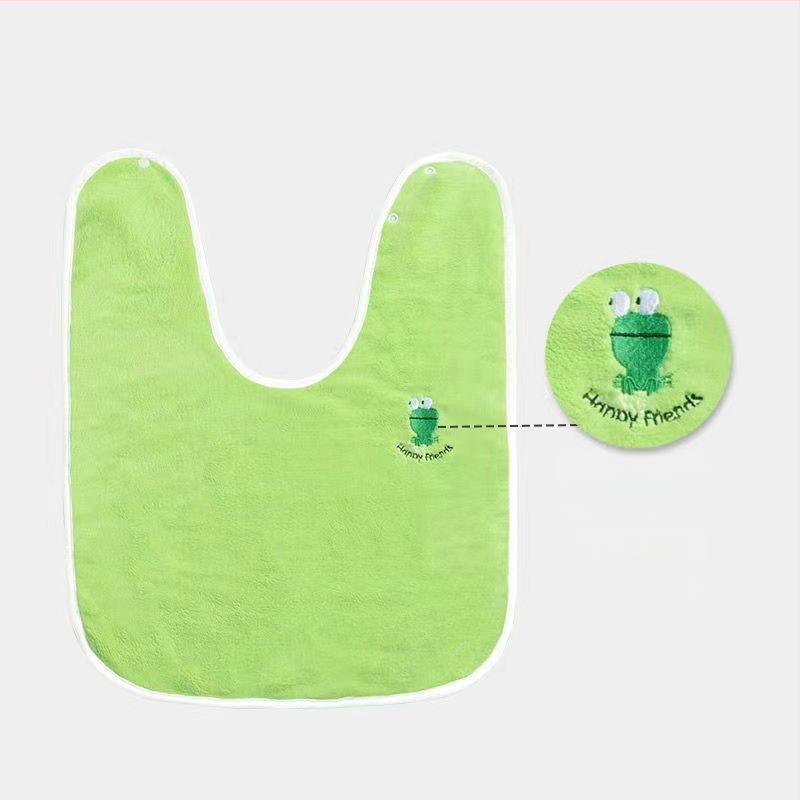 Bavetă pentru copii cu prosop de față, multifuncțională, anti-murdărie, reglabilă, material catifea coral, poliester, pentru copii 3–8 ani