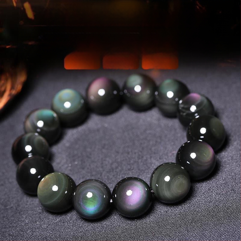 Brățară din obsidian, design natural unisex, realizată manual, bijuterii