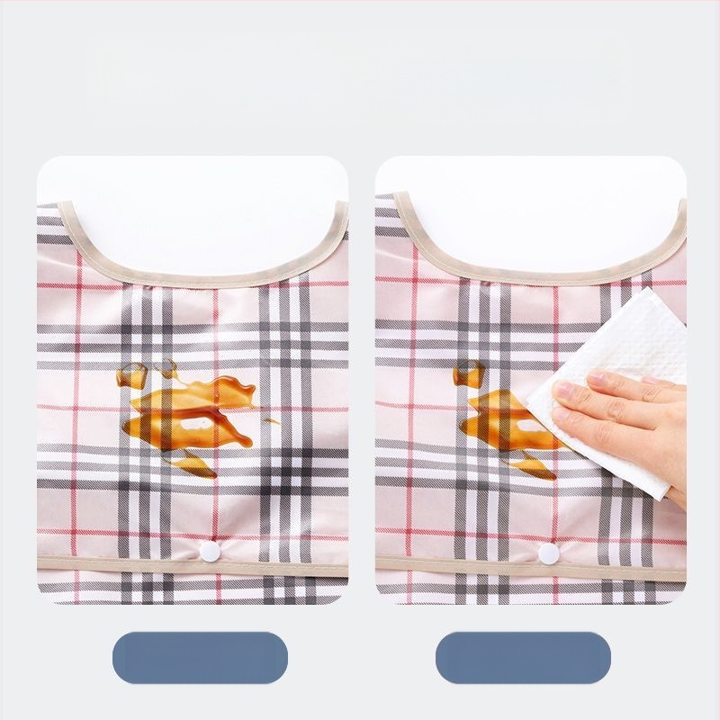 Bibs impermeabile pentru copii, halat cu guler, poliester cu model grilă