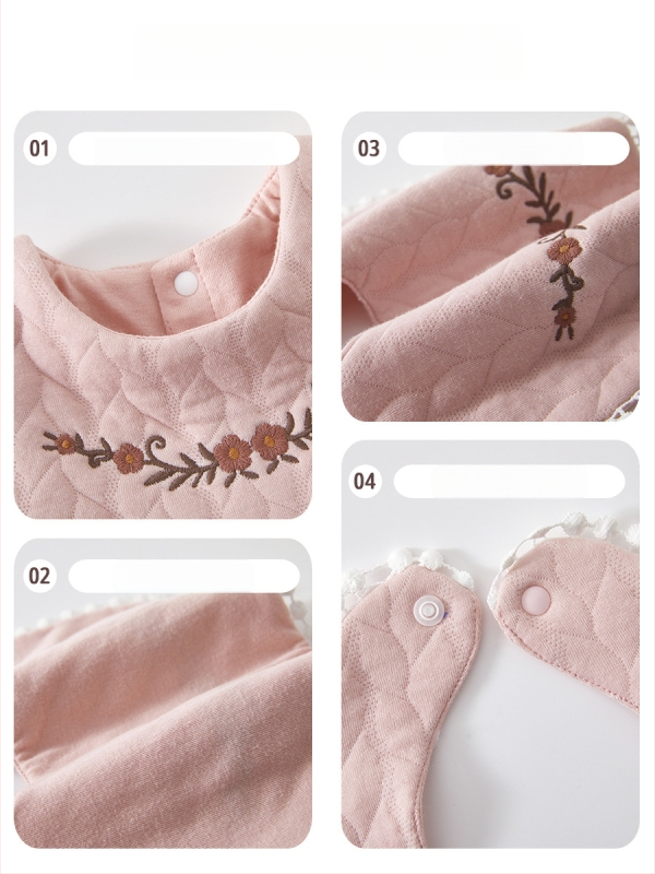 Bebeluș bib cu design cu trei straturi, din bumbac 100%, absorbant pentru saliva, pentru copii 0–3 ani