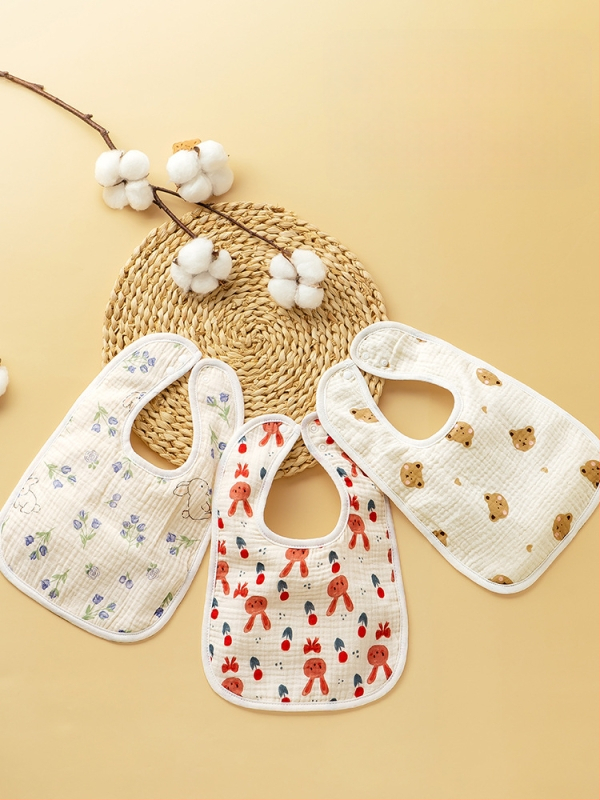 Bib pentru bebeluși, formă U, prosop de salivă din bumbac pur, impermeabil, destinat sugariilor și copiilor 1–3 ani