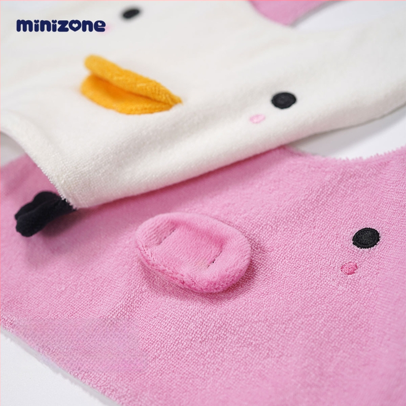 Minizone bavetă de salivă pentru bebeluși cu imprimeu desen animat, din bumbac, închidere cu capse, 0-3 ani