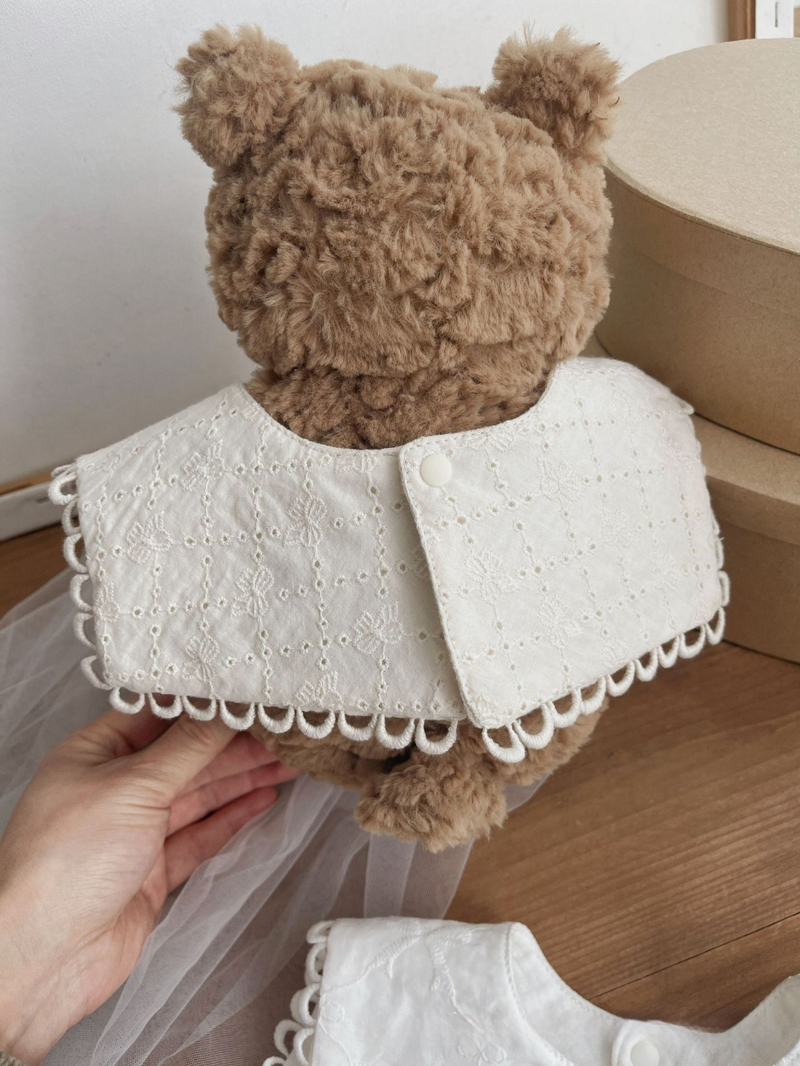 Bavetă de bebeluș în stil coreean, cu funda din dantelă brodată, din bumbac 100%, pentru fete, 1–3 ani, primăvară 2025