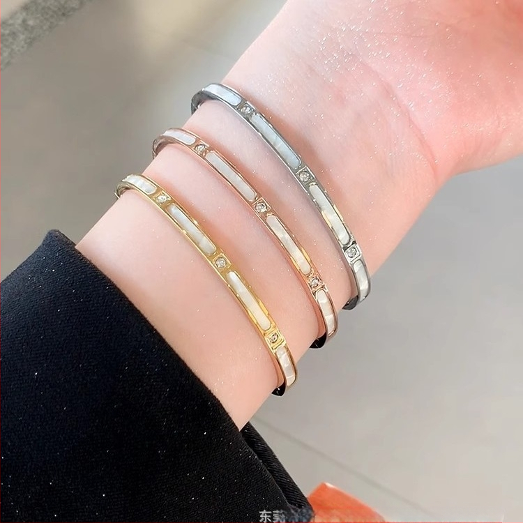 Brățară cu design de segmente de bambus din oțel titan, placare electro, stil lux lejer, greutate 0.07