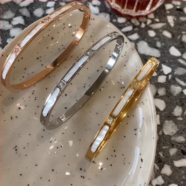 Brățară cu design de segmente de bambus din oțel titan, placare electro, stil lux lejer, greutate 0.07