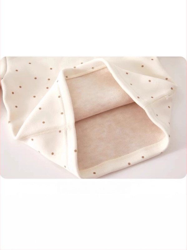 Bluza de bază cu căptușeală din fleece pentru fetițe, iarnă, mâneci lungi, model cu buline, 95% bumbac, stil coreean