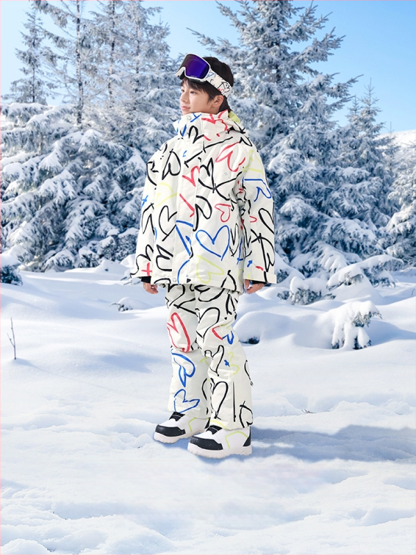 oddivski Vaikų unisex slidinėjimo kombinezonas — atsparus vandeniui 20000 mmH2O, atsparus vėjui, kvėpuojantis, Oxford audinys, Silk Cotton užpildas (HXF21046)