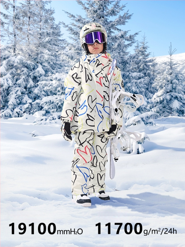 oddivski Vaikų unisex slidinėjimo kombinezonas — atsparus vandeniui 20000 mmH2O, atsparus vėjui, kvėpuojantis, Oxford audinys, Silk Cotton užpildas (HXF21046)