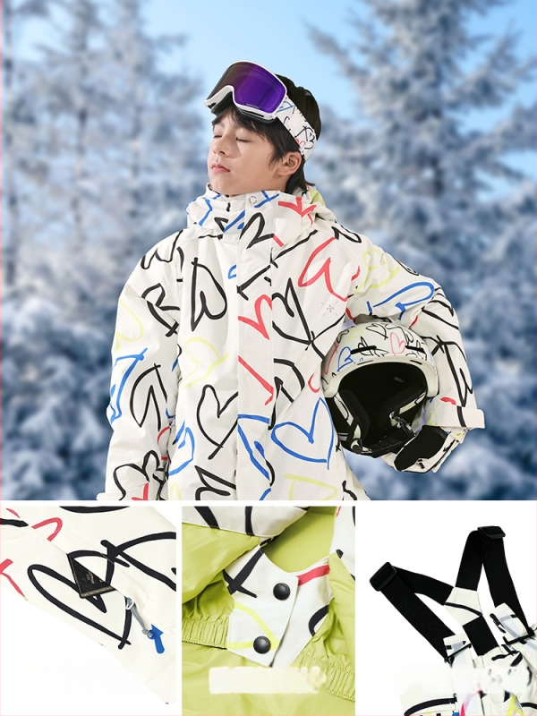 oddivski Vaikų unisex slidinėjimo kombinezonas — atsparus vandeniui 20000 mmH2O, atsparus vėjui, kvėpuojantis, Oxford audinys, Silk Cotton užpildas (HXF21046)