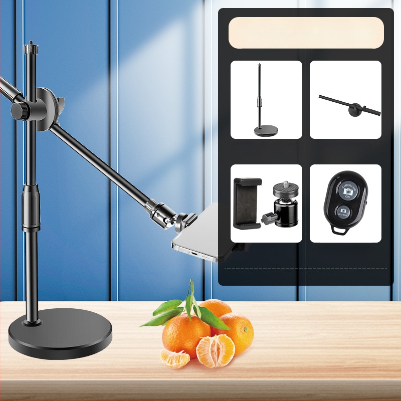 Suport de telefon deasupra biroului pentru filmări profesionale cu iluminare pentru livestream și selfie (Tip: Air bag holder; Material: Alloy; Stil: Simple)