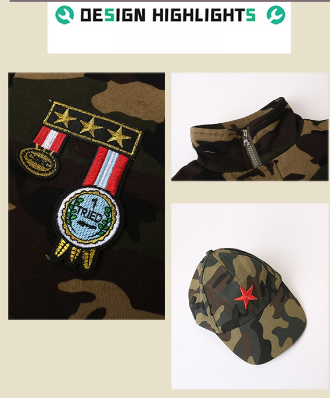Costum camuflaj pentru copii din bumbac, set din două piese, pentru toamnă-iarna, îmbrăcăminte de lucru groasă, unisex
