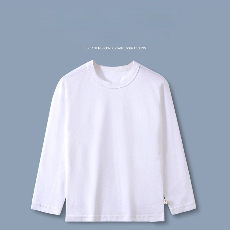 Tricou copii din bumbac, mâneci lungi, guler rotund, antistatice, pentru toate anotimpurile