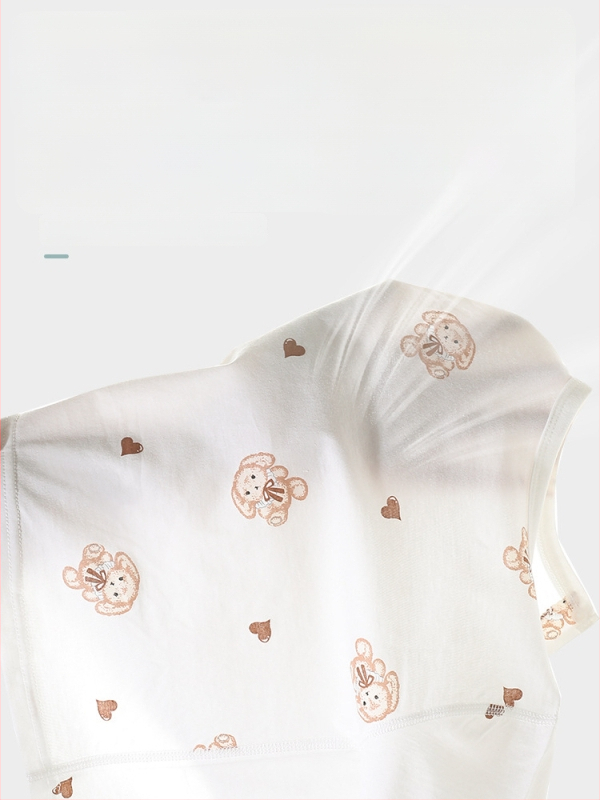 Set de pijamale din bumbac pentru bebeluți, unisex, din două piese, mâneci 3/4, 100% bumbac, material ușor de vară, imprimeu cu desene animate