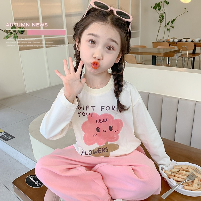 Tricou pentru copii cu mâneci lungi, 100% bumbac, guler rotund, imprimeu desen animat