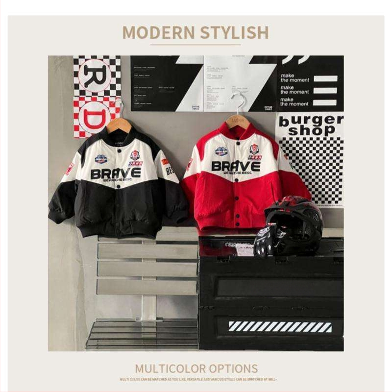 Jachetă de baseball pentru copii, băiat, guler rotund, material Vinylon, închidere cu nasturi pe o singură rând, stil casual, primăvară 2023