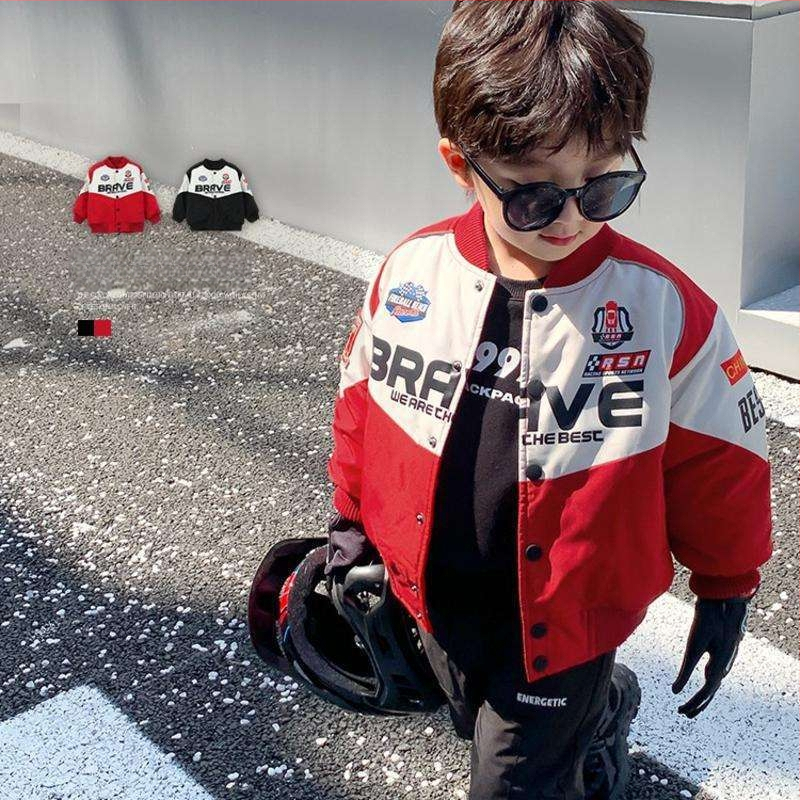 Jachetă de baseball pentru copii, băiat, guler rotund, material Vinylon, închidere cu nasturi pe o singură rând, stil casual, primăvară 2023