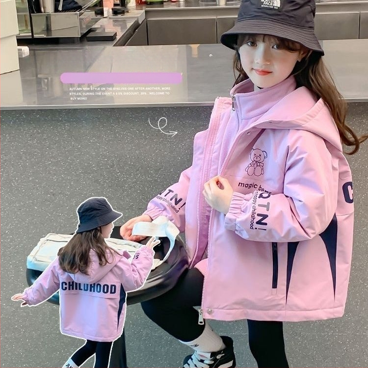 Geacă 3-in-1 pentru fete, toamnă/iarnă, cu glugă, groasă, pentru nou-născuți