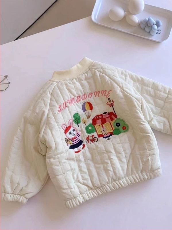 Jachetă de iarnă pentru copii, stil coreean, căptușită cu fleece, închidere cu fermoar, fără glugă, pentru fete 3-8 ani