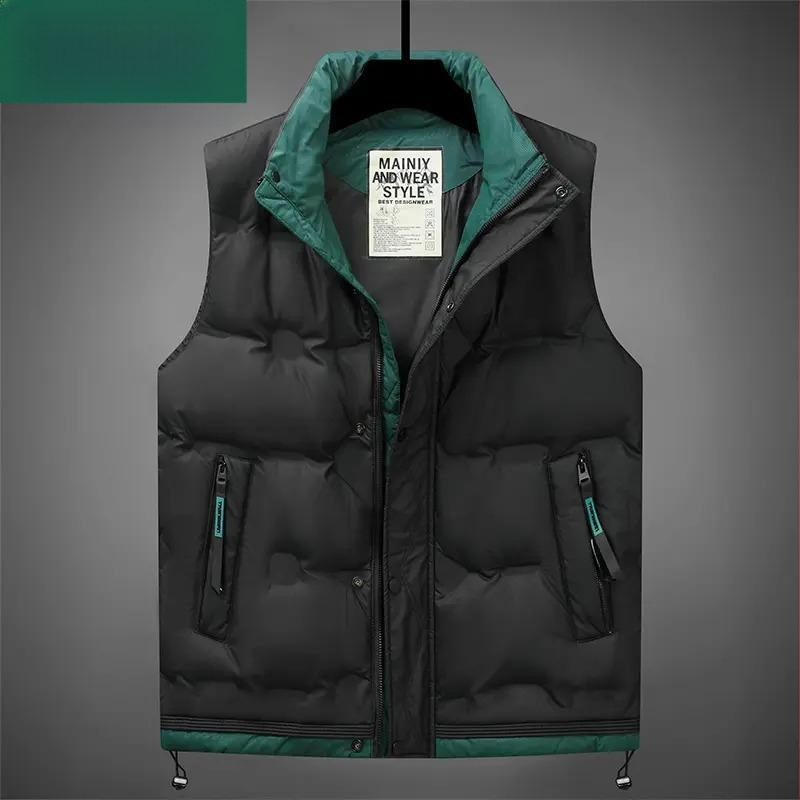 Vunena vesta od bijelog patčinog perja, unisex, stojeći ovratnik, dizajn blok boja, širok kroj, topao za jesen i zimu