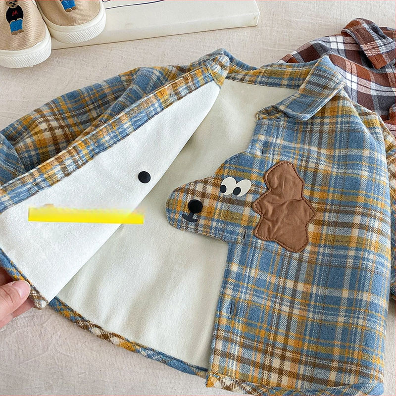 Cămașă în carouri din bumbac pentru băieți, stil coreean, iarnă, 3–8 ani, AY706