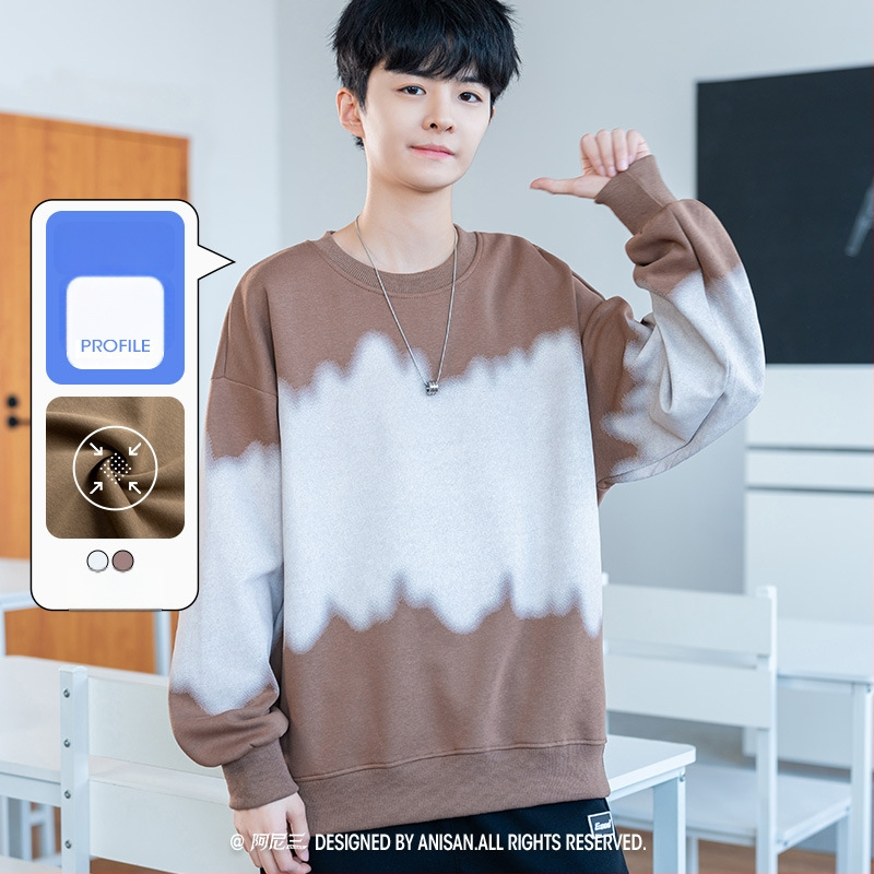 Muški džemper s okruglim izrezom za proljeće, dugi rukavi, standardni kroj, svakodnevni stil