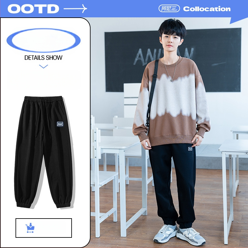 Muški džemper s okruglim izrezom za proljeće, dugi rukavi, standardni kroj, svakodnevni stil