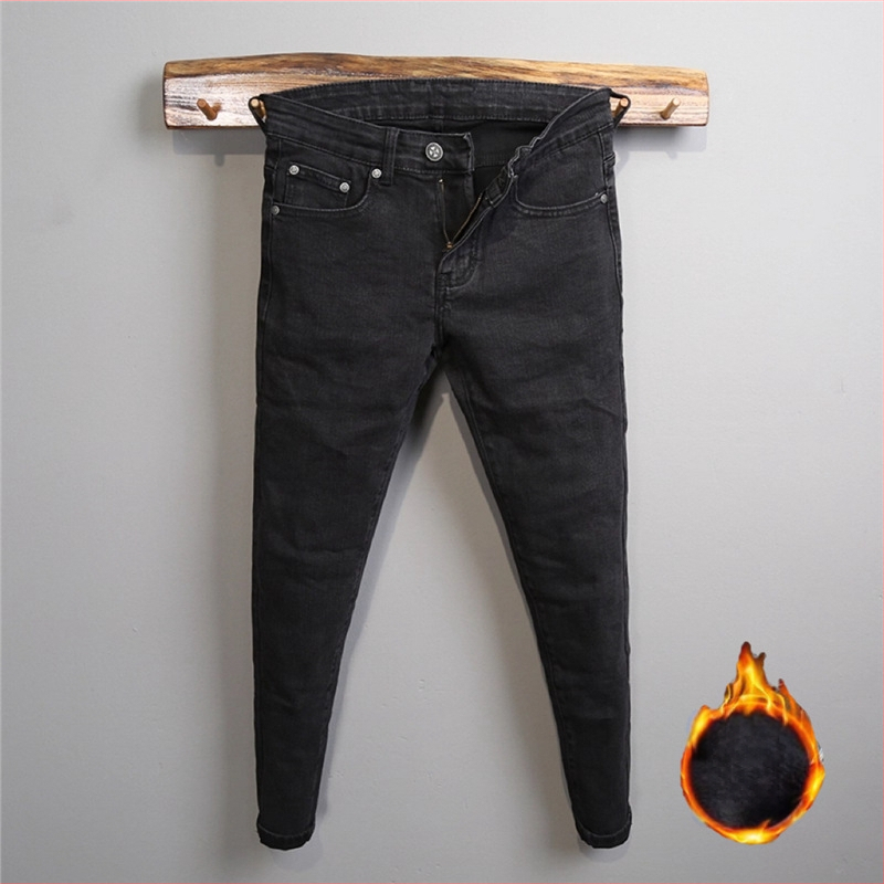 Vyriniai džinsai iš denimo, tiesus kirpimas, vidutinė juosmens dalis, užtrauktukas, flisinė įdėklas, ilgis 9/10