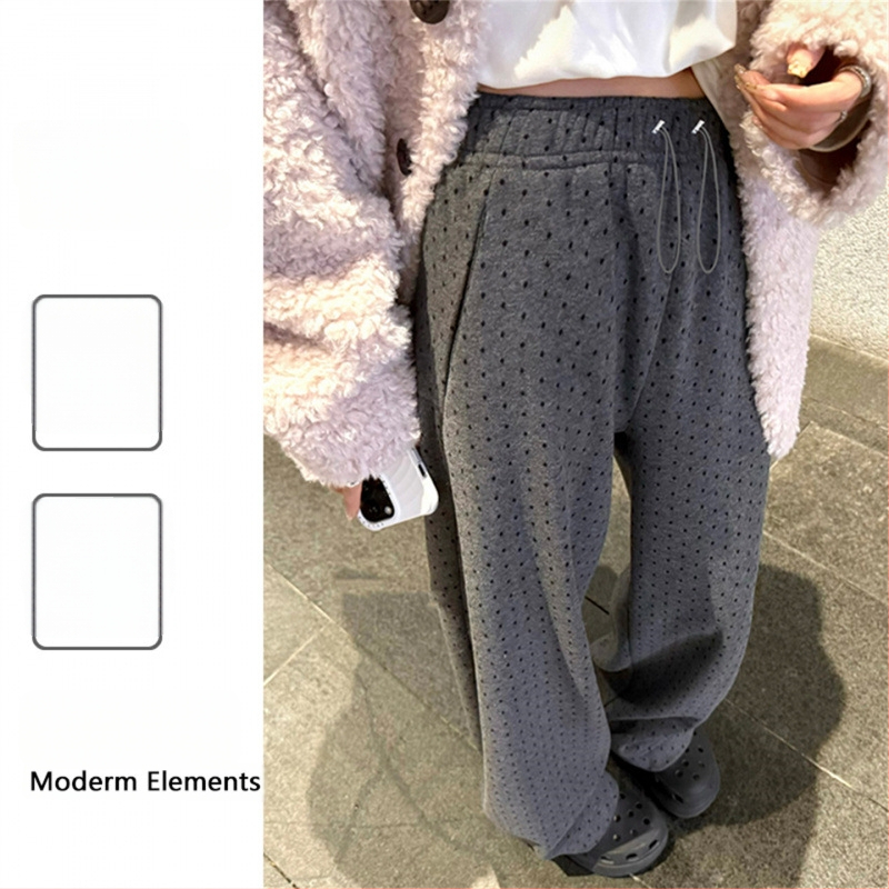 Trudničarske hlače s točkicama, široke nogavice, vunena-smjesa elastana, tople za proljeće i jesen