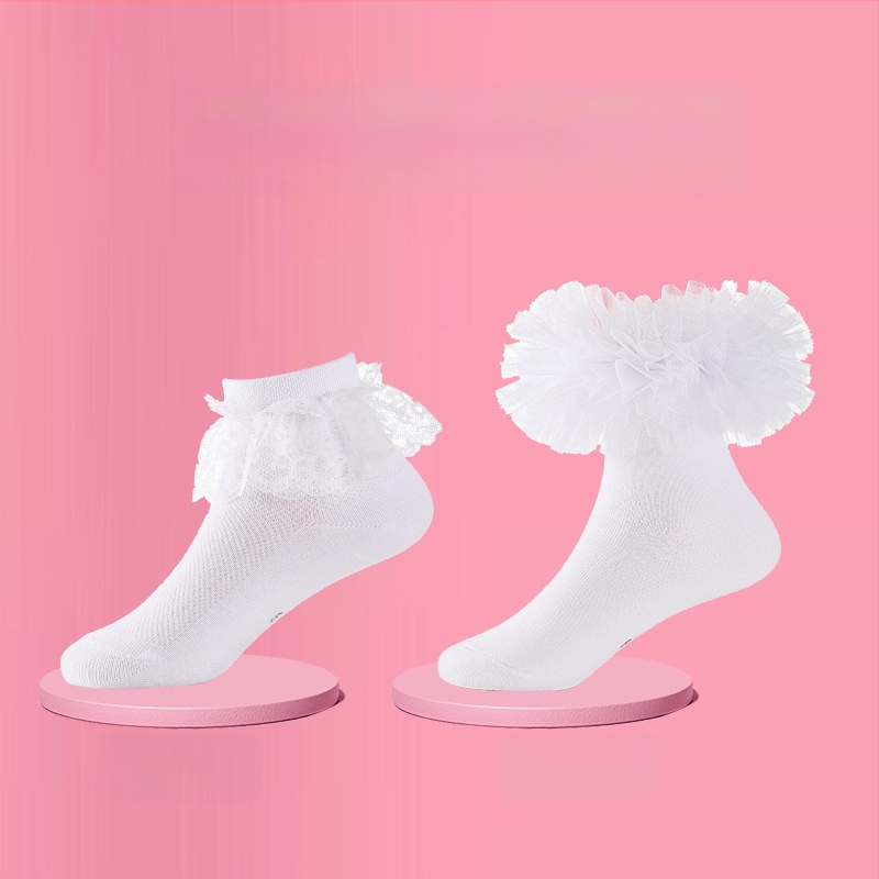 Laste tantsukingad pitsiga - kuni sääreni, hingav 80% puuvill, kõikide aastaaegade jaoks, suurus L