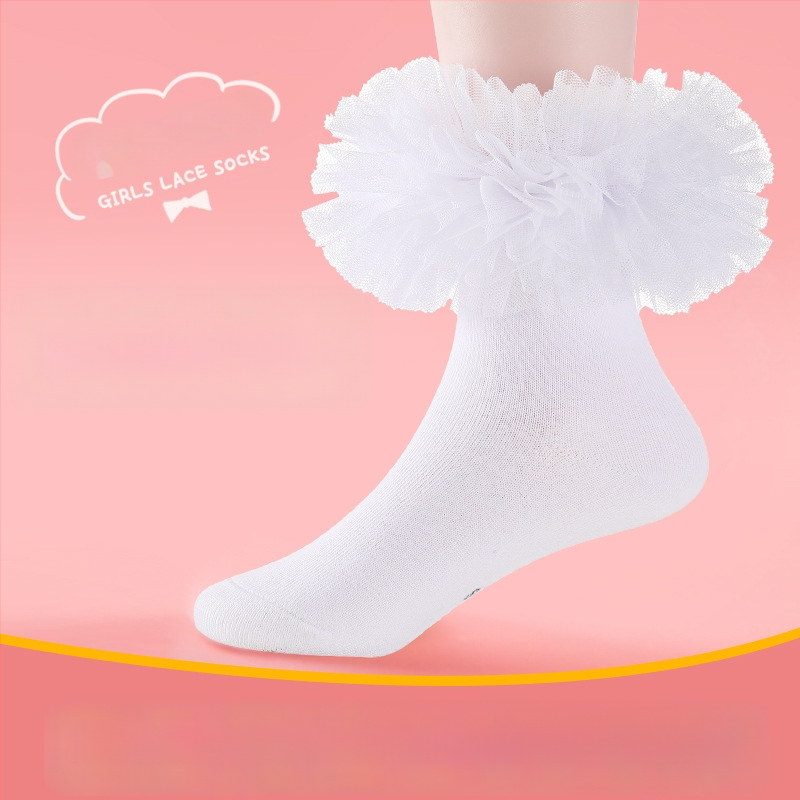 Laste tantsukingad pitsiga - kuni sääreni, hingav 80% puuvill, kõikide aastaaegade jaoks, suurus L