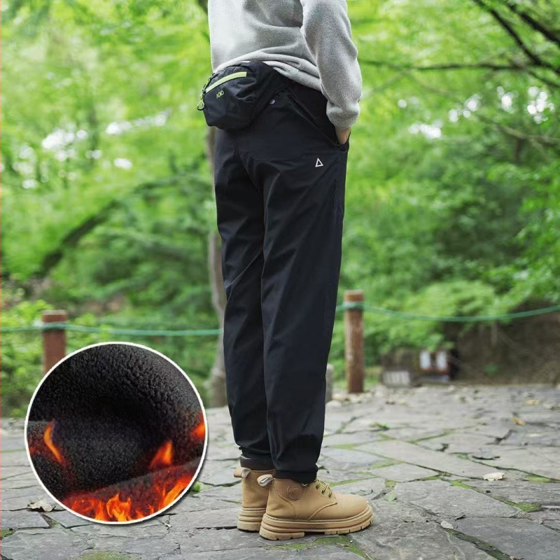 Muške hlače za outdoor s fleec podstavom, mornarsko plave – tople zimske casual cargo hlače