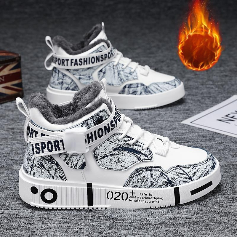 Vaikų aukšti skate bateliai su mikropluošto oda viršutine dalimi, gumine padas, raišteliai priekyje, fleece vidinis padas šilumai