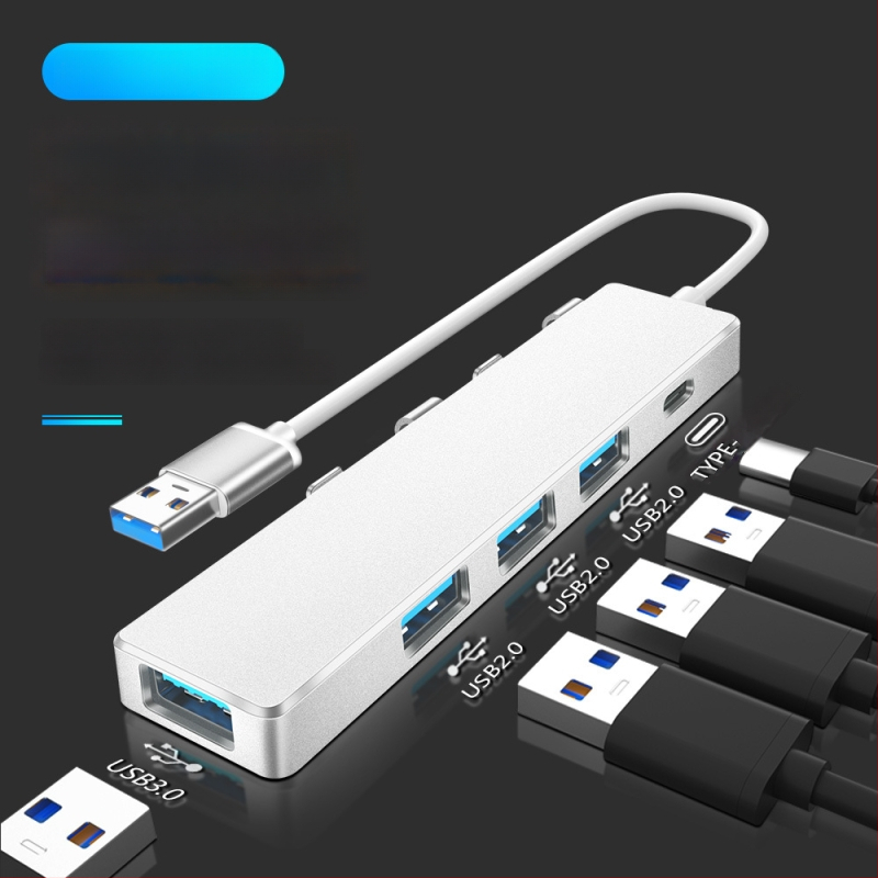 USB 3.0 OTG hubas su 4 jungtimis, duomenų perdavimo greitis 5 Gbps, be išorinio maitinimo