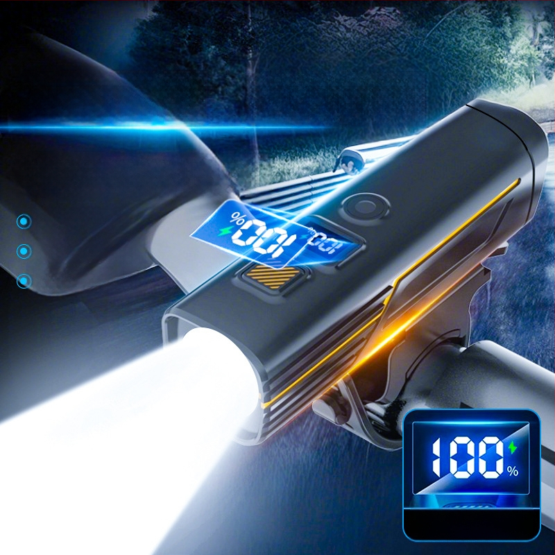 Priekinis dviračio žibintas nakties važiavimui — ultra ryškus, ilgai veikianti baterija, skirtas kalnų ir miesto dviračiams