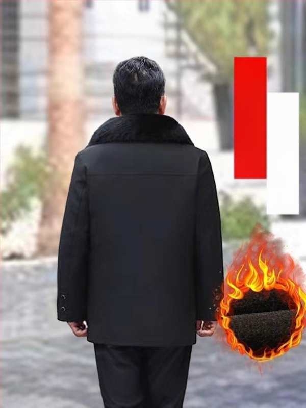 Vyrų žieminė striukė su medvilnine įdėklu senjorams, su nuimamomis rankovėmis, apykaklė – atlap, papildomai stora, užtrauktukas viengubas, vidutinio ilgio