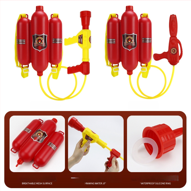 Laste tulekahju päästja rollimängu komplekt: veepüstol, kiiver, tõmmates seljakott ja simulatiivne kustutusseade (plastikust) 4–6-aastastele